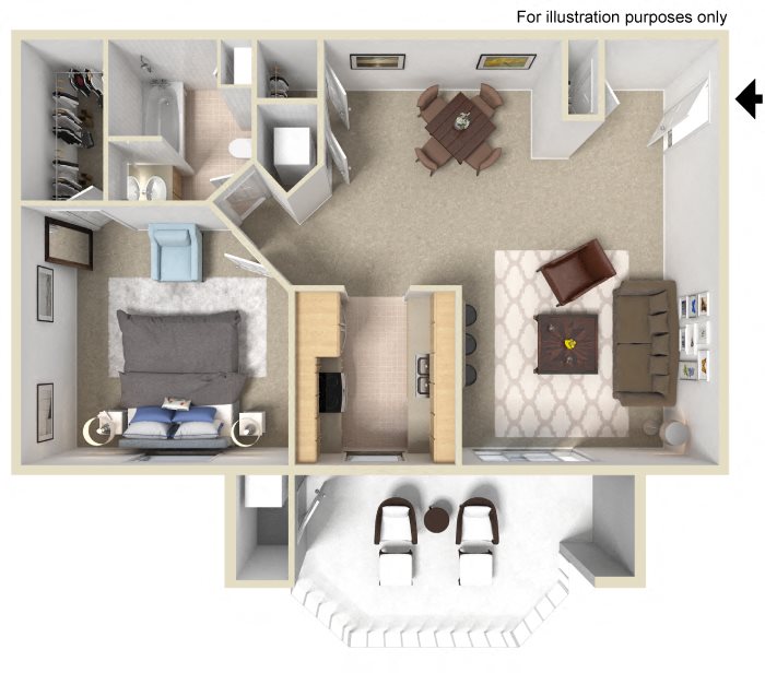 Cabernet Floor Plan - One Bed One Bath Cabernet Floor Plan - One Bed One Bath at Tuscany Ridge Apartments, CA